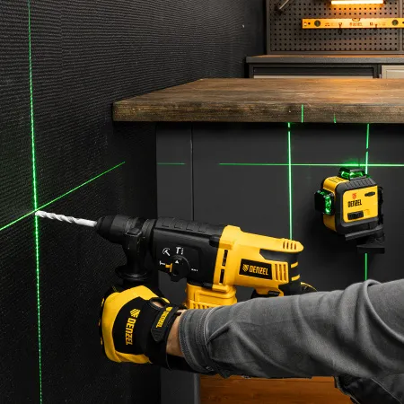 Лазерный уровень мультипризм. DENZEL LXI 360-3 Green, 30 м, 520 нм, акк. Li 2800 mAh, резьба 1/4"