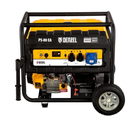 Генератор бензиновый DENZEL PS 80 EA, 8.0 кВт, 230 В, 25 л, электростартер
