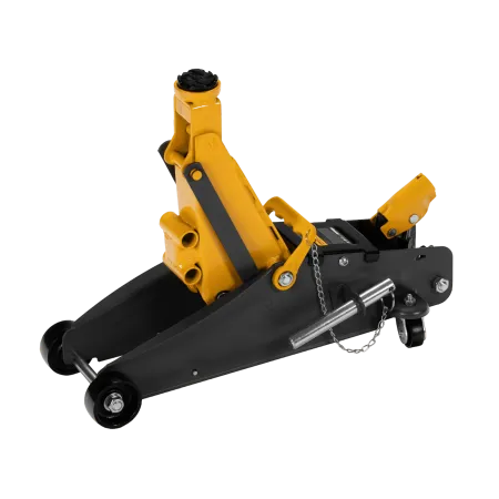 Домкрат гидравлический DENZEL подкатной с фиксатором, 2,8 т, 135-385 мм, в кейсе