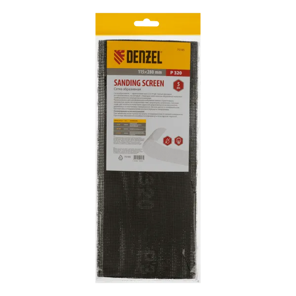 Сетка абразивная DENZEL 75185, P320, 115 x 280 мм, 5 шт.