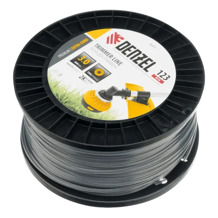 Леска для триммера DENZEL двухкомпонентная круглая, 3,0мм х 123м, на DIN катушке EXTRA CORD