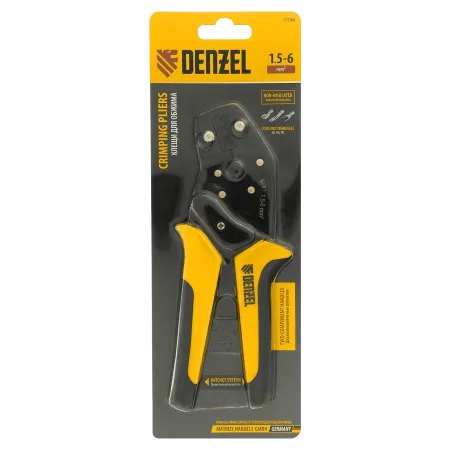 Клещи для обжима неизолированных наконечников DENZEL НК и НВ, разъемов РП, 1,5 - 6 мм2