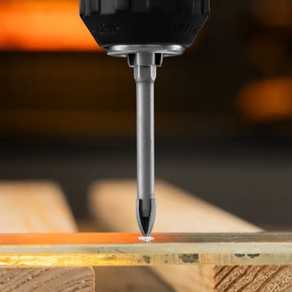 Сверло по керамической плитке DENZEL 8 мм, крестовая пластина, шестигранный хвостовик