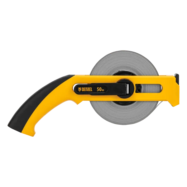 Рулетка геодезическая DENZEL 50 м х 13 мм, открытый корпус, металлическая лента