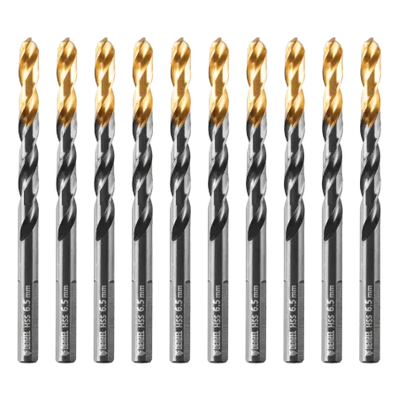 Сверло по металлу DENZEL 6,5 мм, HSS-Tin, Golden Tip, 10 шт.