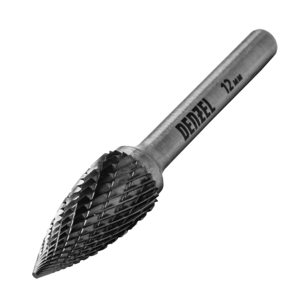 Борфреза по металлу DENZEL твердосплавная, параболическая заостренная, тип-G, 12 мм