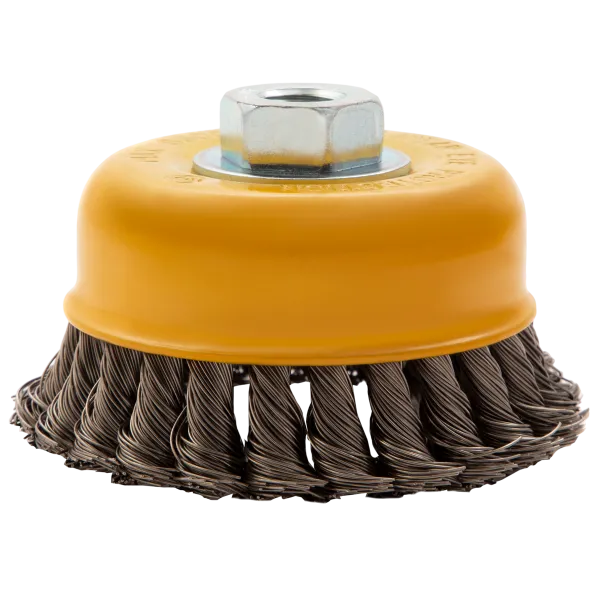Щетка для УШМ DENZEL 746283, 100 мм, «чашка», крученая нержавеющая проволока 0.5 мм, М14