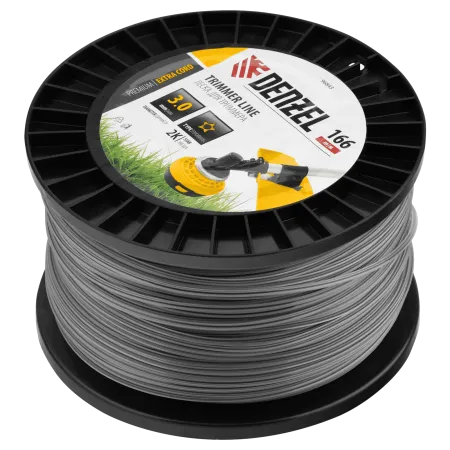 Леска для триммера DENZEL двухкомпонентная звезда, 3,0мм х 166м, на DIN катушке EXTRA CORD