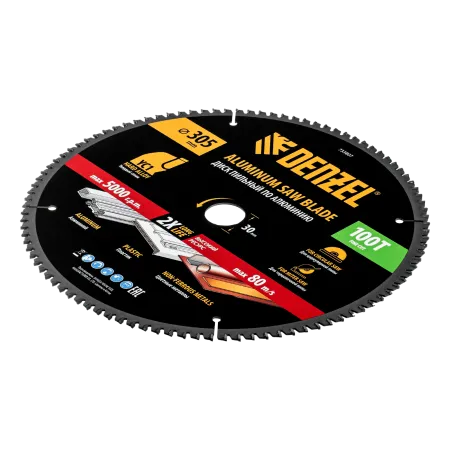 Пильный диск по алюминию DENZEL ф305 х 30 мм, 100 зубьев