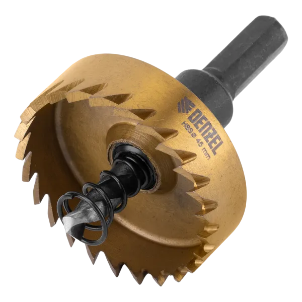 Коронка по металлу DENZEL 724115, 45 мм, HSS, нитридтитановое покрытие