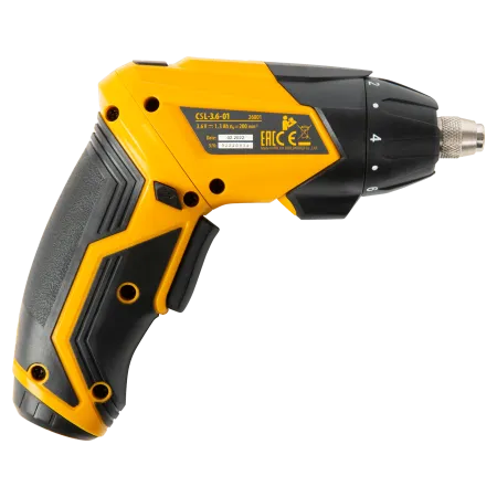 Отвертка DENZEL CSL-3.6-01, с аккумулятором 3.6 В Li-Ion, 1.3 Ач, 200 об/мин, с аксессуарами