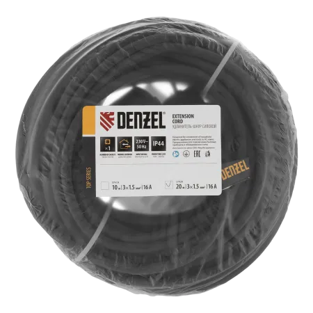 Удлинитель-шнур силовой Top Series DENZEL, КГТТ, 20 м, 1 розетка, 3 x 1,5 мм