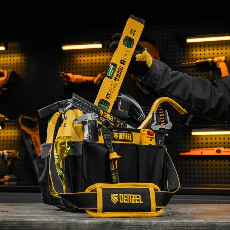 Переноска для инструмента DENZEL 260х240х300 мм, 22 кармана, наплечный ремень