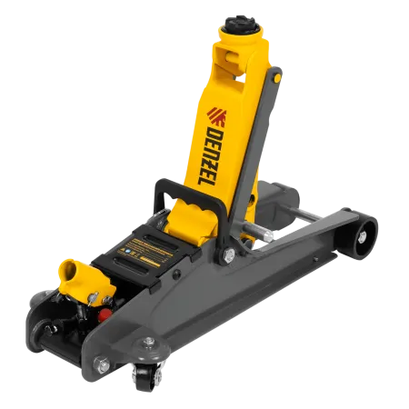 Домкрат гидравлический подкатной с фиксатором DENZEL 2,5 т,  85-385 мм, в пласт. кейсе