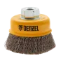 Щетка для УШМ DENZEL 746043, 75 мм, «чашка», витая нержавеющая проволока 0.3 мм, М14