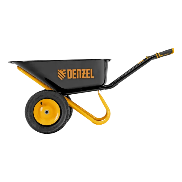 Тачка строительная DENZEL усиленная, объем 120 л, 350 кг, двухколесная, колесо 16х4.00-8
