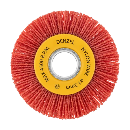 Щетка для УШМ DENZEL, 100 мм, Плоская, нейлоновая щетина, посадка 22,2 мм