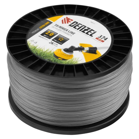 Леска для триммера DENZEL двухкомпонентная звезда, 2,0мм х 374м, на DIN катушке EXTRA CORD