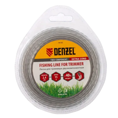 Леска для триммера DENZEL Extra Сord 96185, 2.4 мм x 15 м, квадратная витая