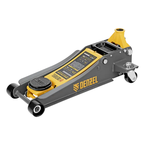 Домкрат гидравлический подкатной DENZEL 2,5 т, 85-430 мм, быстрый подъем, низкий подхват, проф./