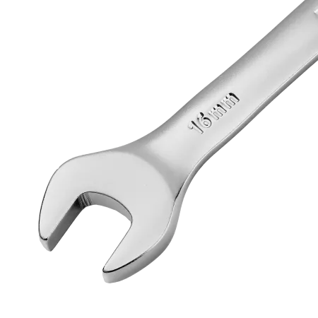 Ключ комбинированный трещоточный DENZEL, 16 мм, CrV, матовый хром