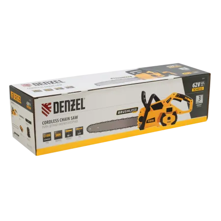Пила цепная  аккумуляторная  бесщет. DENZEL RCS 400-62, 400 мм, Li-ion, 62В