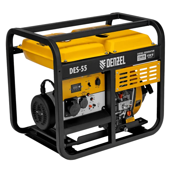 Генератор дизельный DENZEL DES-55, 5,5 кВт, 230 В, 11 л, ручной стартер