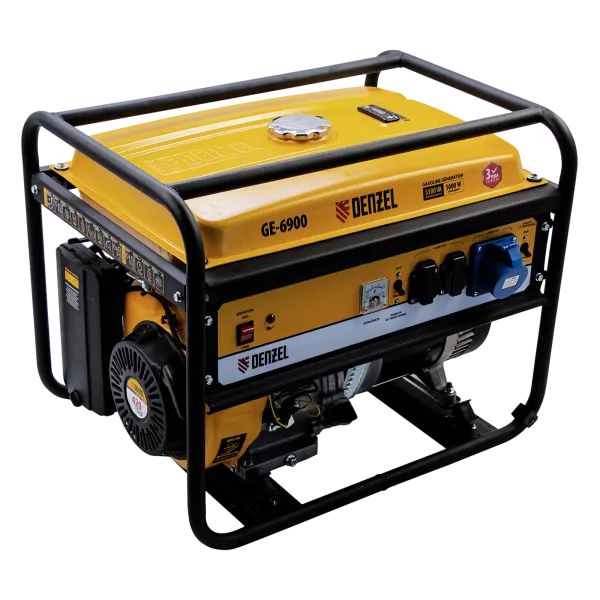 Генератор бензиновый DENZEL GE 6900, 5.5 кВт, 220 В/50 Гц, 25 л, ручной старт