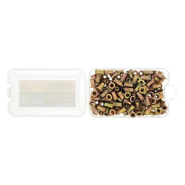 Заклепки резьбовые DENZEL стальные, оцинкованные, М4, пластиковый кейс, 140 шт.