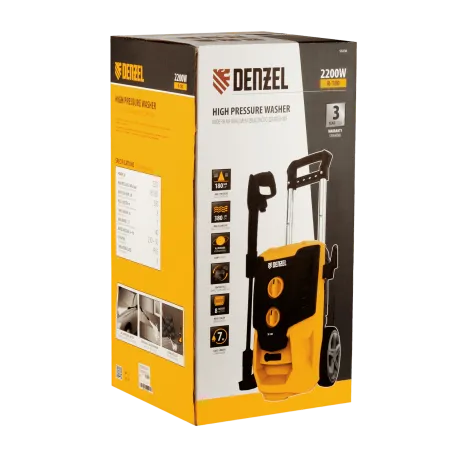 Моечная машина высокого давления DENZEL R-180, 2200 Вт, 180 бар, 380 л/ч, колесная