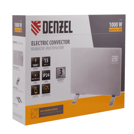 Конвектор электрический DENZEL OptiPrime-1000, Wi-Fi, тачскрин, цифровой термостат, 1000 Вт