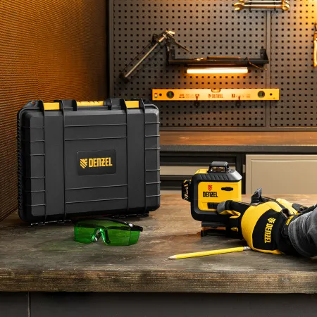 Лазерный уровень мультипризм. DENZEL LXI 360-3 Green, 30 м, 520 нм, акк. Li 2800 mAh, резьба 1/4"