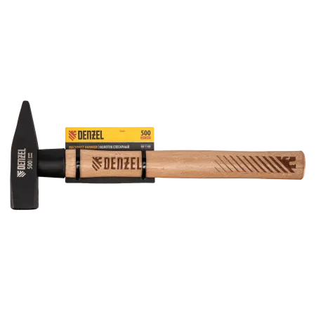 Молоток слесарный DENZEL 500 г, кованый квадратный боек, буковая рукоятка