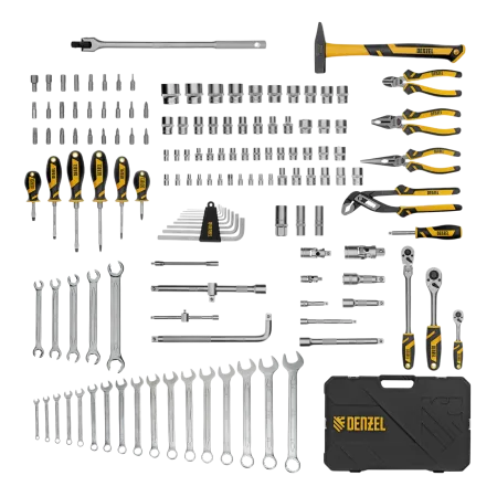 Набор инструментов DENZEL 1/2", 1/4", 3/8", CrV, S2, пластиковый кейс, 144 предмета