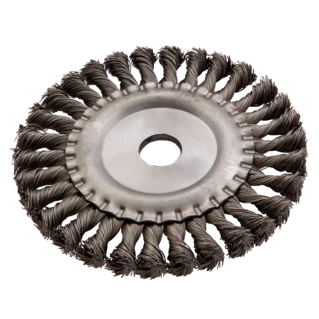 Щетка для УШМ DENZEL 746343, 150 мм, «плоская», крученая нержавеющая проволока 0.5мм, посадка 22.2 мм