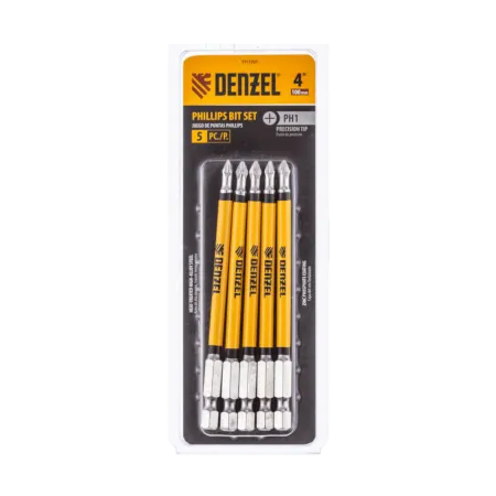 Набор бит DENZEL PH1x100 мм, 5 шт.