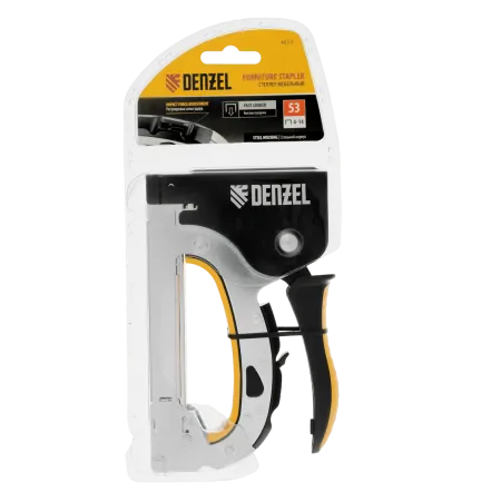Степлер мебельный DENZEL стальной корпус, быстрая загрузка, регул. силы удара, тип 53, 4-14 мм