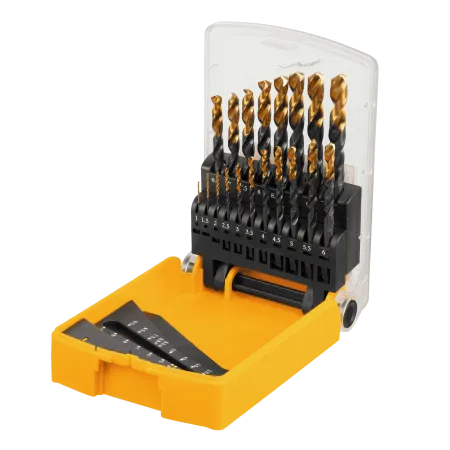 Набор сверл по металлу DENZEL 1-10 мм, HSS-Tin, Golden Tip, 19 шт