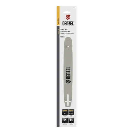 Шина для бензопилы DENZEL DGS-4516P, длина 40 см (16"), шаг 0,325", паз 1,5 мм, 64 звена