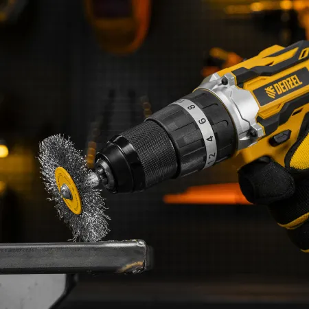 Набор щеток для дрели DENZEL, 5 Плоских 25-38-50-63-75 мм, шпилька, нерж. вит. проволока