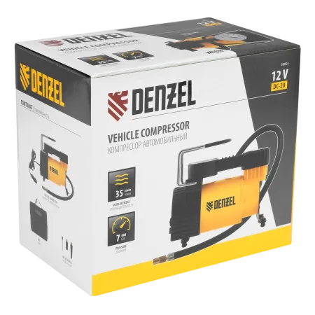 Автомобильный компрессор DENZEL DС-20,12В, 7 атм, 35 л/мин