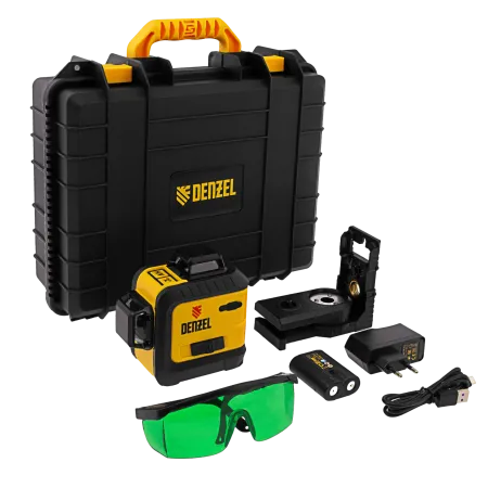 Лазерный уровень мультипризм. DENZEL LXI 360-3 Green, 30 м, 520 нм, акк. Li 2800 mAh, резьба 1/4"