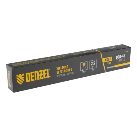 Электроды DENZEL DER-46 GoldLine, диам. 3 мм, 2,5 кг., рутил-целлюлозное покрытие
