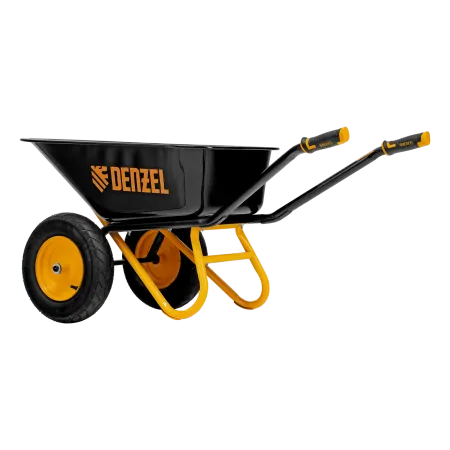 Тачка строительная DENZEL усиленная, объем 120 л, 350 кг, двухколесная, колесо 16х4.00-8