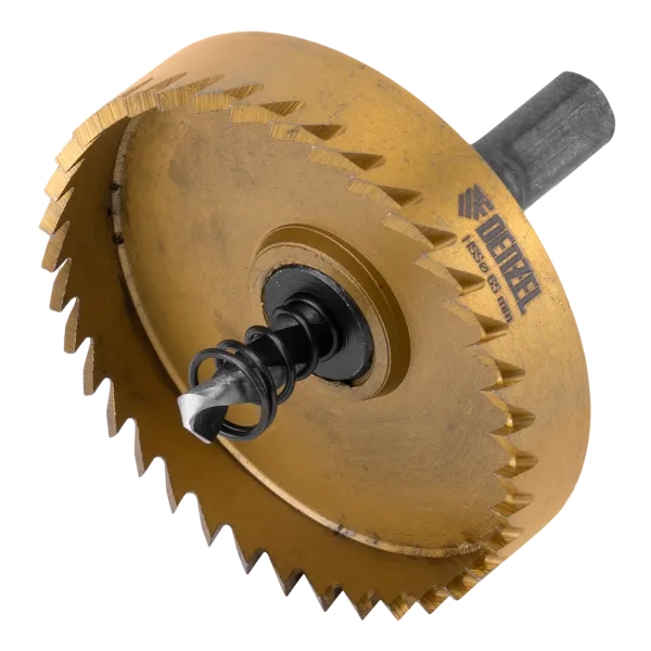 Коронка по металлу DENZEL 724121, 65 мм, HSS, нитридтитановое покрытие