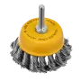 Щетка для дрели DENZEL, 65 мм, Чашка, со шпилькой, нержавеющая крученая проволока