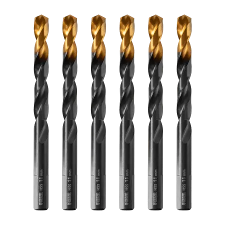 Сверло по металлу DENZEL 11 мм, HSS-Tin, Golden Tip, 6 шт.