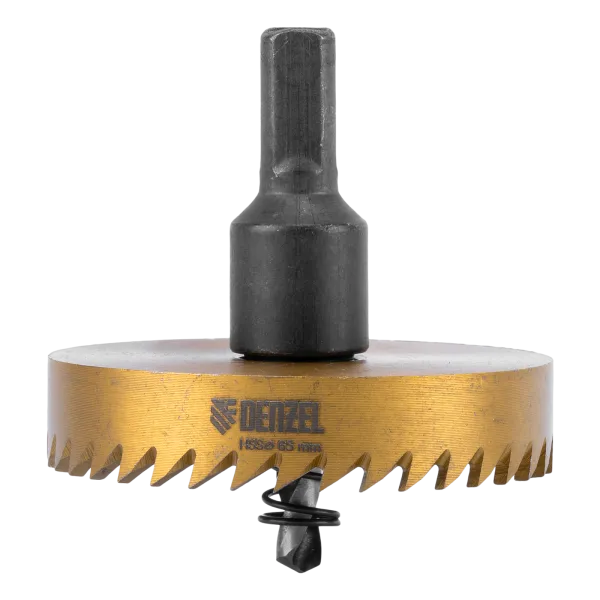 Коронка по металлу DENZEL 724121, 65 мм, HSS, нитридтитановое покрытие