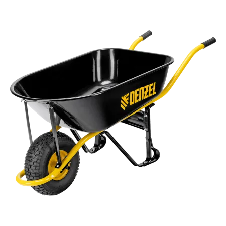 Тачка строительная DENZEL, усиленная, объем 130 л, 230 кг, колесо 15х6.00-6