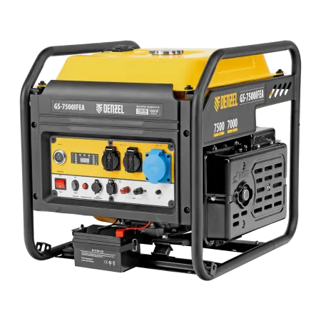 Генератор инверторный DENZEL GS-7500iFEA, 7,5 кВт, 230 В, открытый корпус, электростартер, ATS